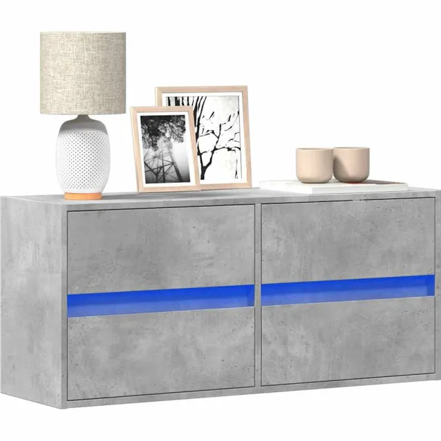 vidaXL Tv-wandmeubel met LED-verlichting 100x31x45 cm betongrijs