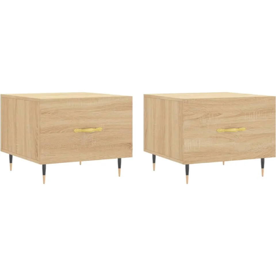 vidaXL Salontafels 2 st 50x50x40 cm bewerkt hout sonoma eikenkleurig, foto 3