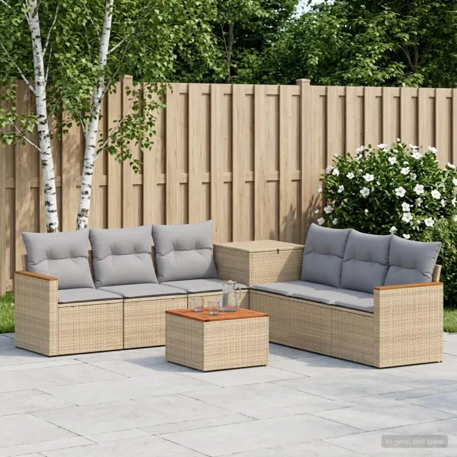 vidaXL Bankstel 8 st Beige en Licht Grijs 55 x 55 x 37 cm