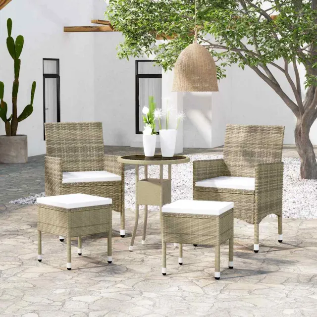 vidaXL 5-delige Loungeset poly rattan beige, foto 2
