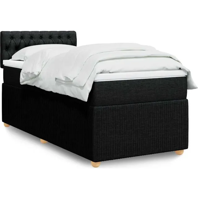 vidaXL Boxspring met matras stof zwart 90x200 cm