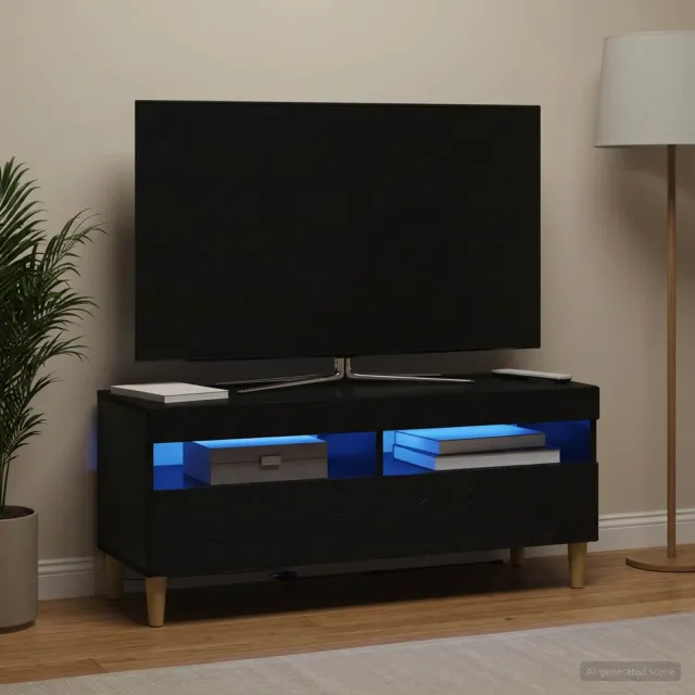 vidaXL LED tv-meubel Zwart Bewerkt hout