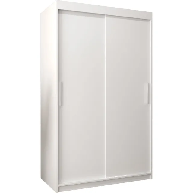 InspireME Kledingkast met 2 schuifdeuren, Modern-stijl, Kledingkast met planken (BxHxD): 120x200x62 - TORM 120 Wit Mat