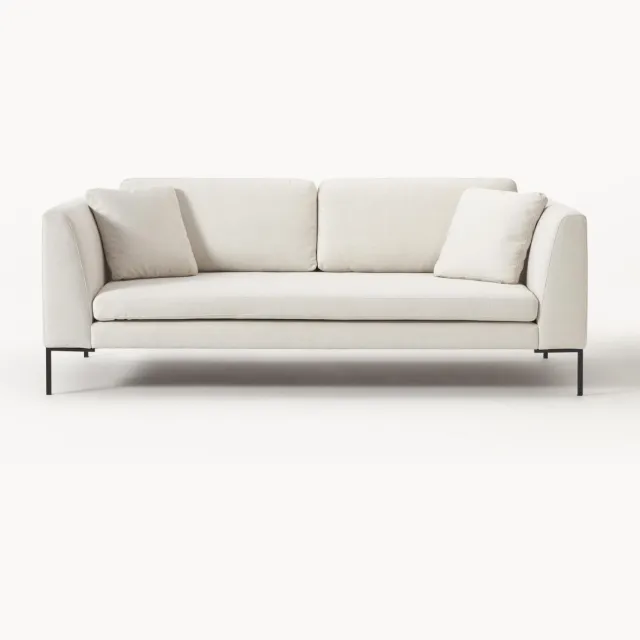 Westwing Collection Bank Emma (3-zits) met metalen poten Wit