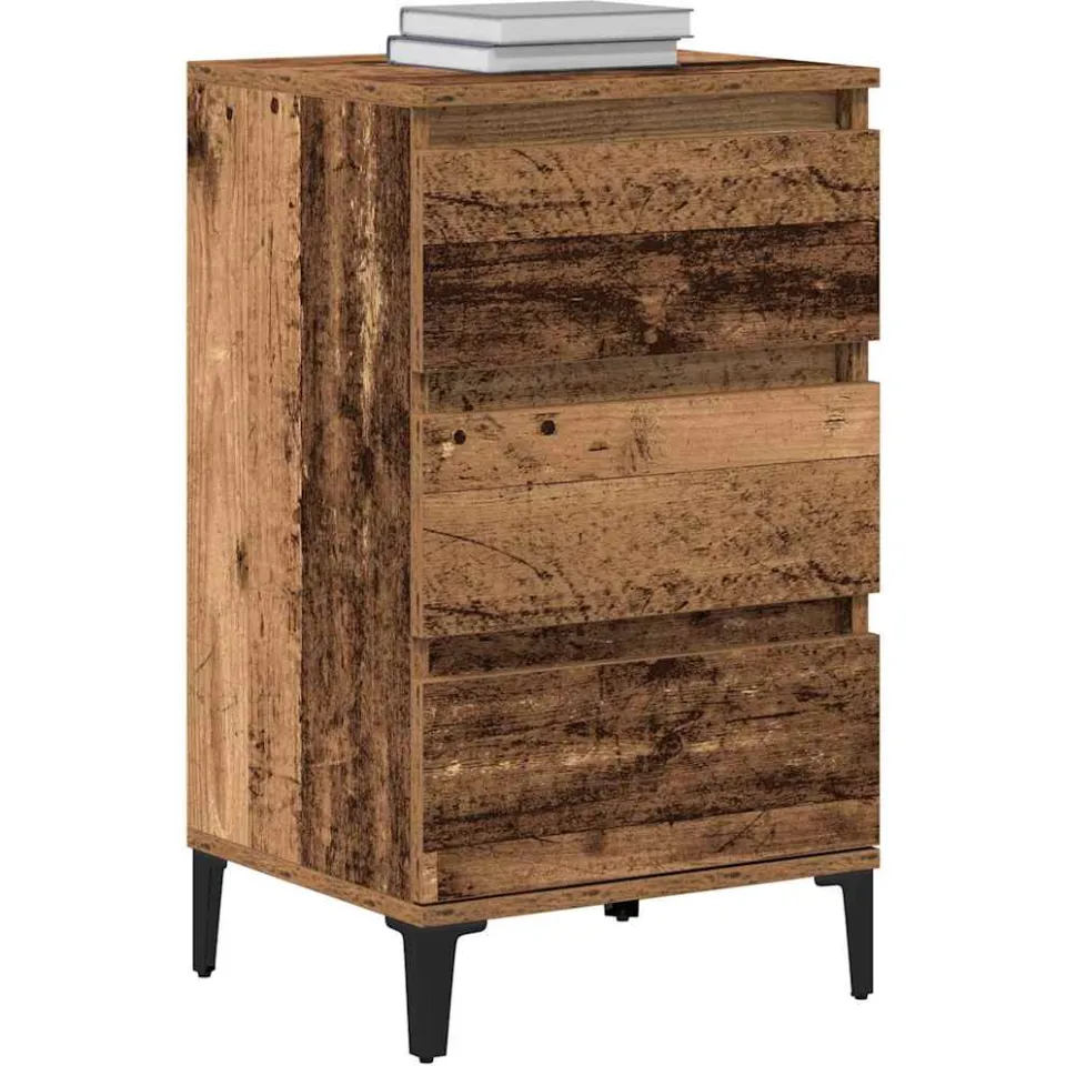 vidaXL Nachtkastje Oudhout 45 x 35 x 44 cm Bewerkt hout Bruin