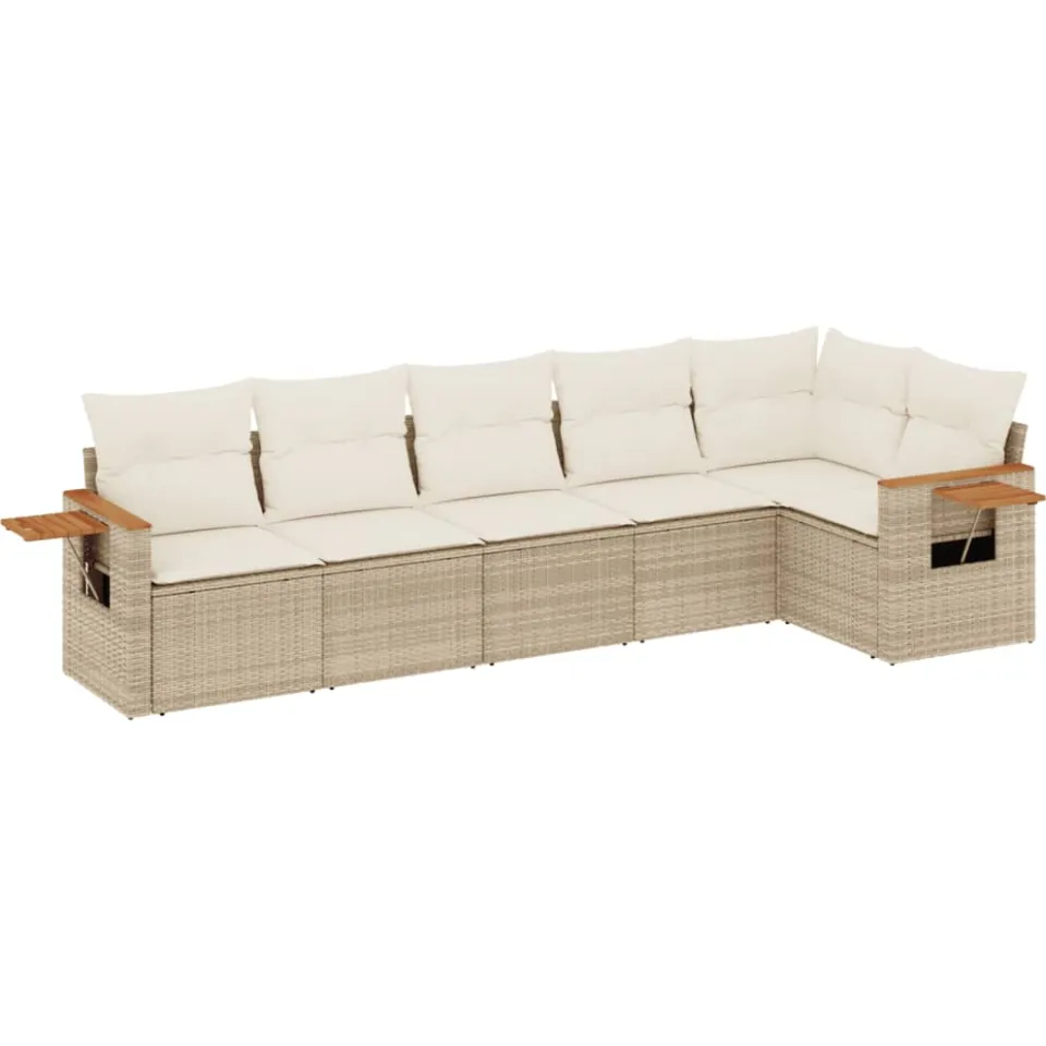 vidaXL Patio Sofa Set 6-zits Beige and Cream, foto 3