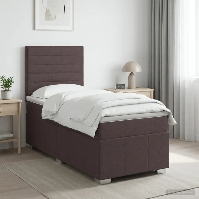 vidaXL Boxspringbed met matras Donkerbruin 100 x 200 cm Stof