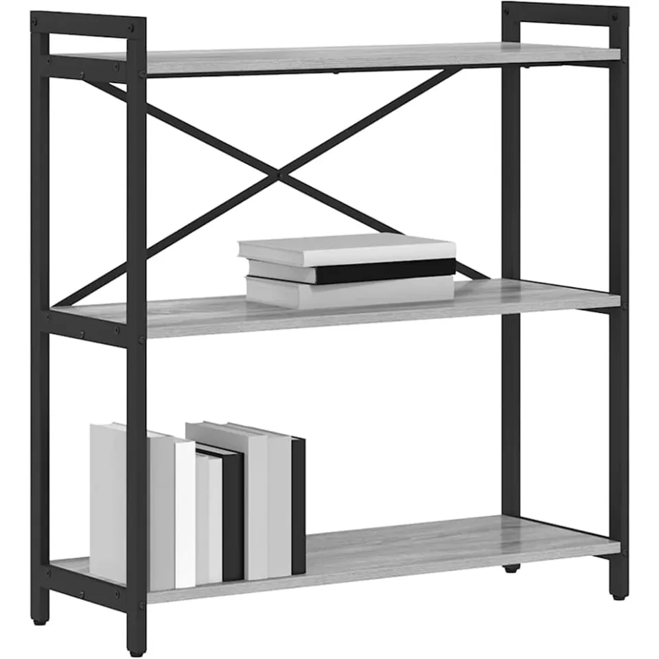 vidaXL Boekenkast 80 x 30 x 85 cm Bewerkt hout Grijs sonoma