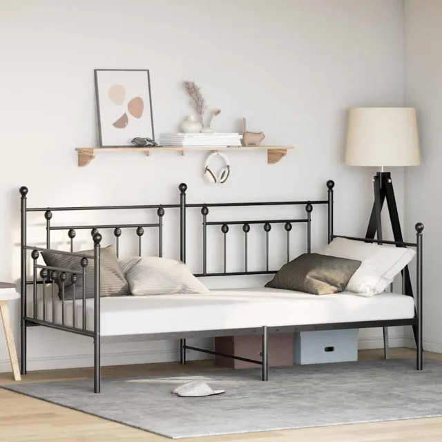 vidaXL Bedframe voor een daybed Zwart 107 x 203 cm Gepoedercoat staal