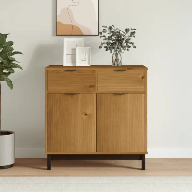vidaXL Dressoir FLAM 80x40x80 cm massief grenenhout bruin, foto 2