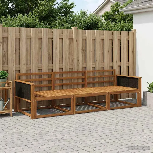 vidaXL Buiten bankenset 3 st 3-zits Naturel Massief Acaciahout Bruin
