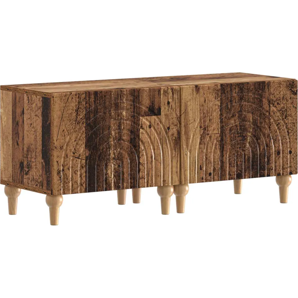 vidaXL 3-delige LED TV-kast Oud hout Bewerkt hout grijs, foto 4
