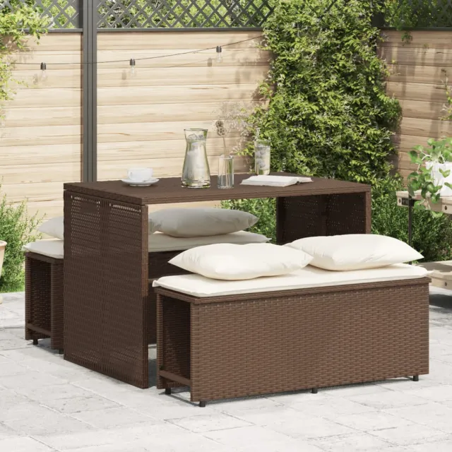 vidaXL 3-delige Tuinset met kussens poly rattan zwart, foto 2