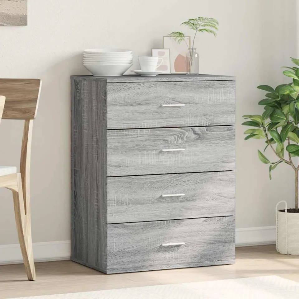 vidaXL Dressoir 60x39x80 cm bewerkt hout grijs sonoma, foto 3