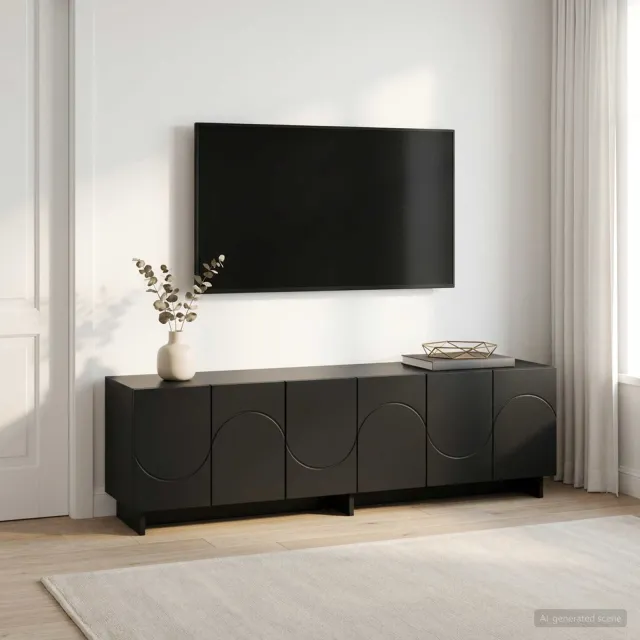 vidaXL tv-meubel 140 x 34,5 x 40 cm Zwart Bewerkt hout