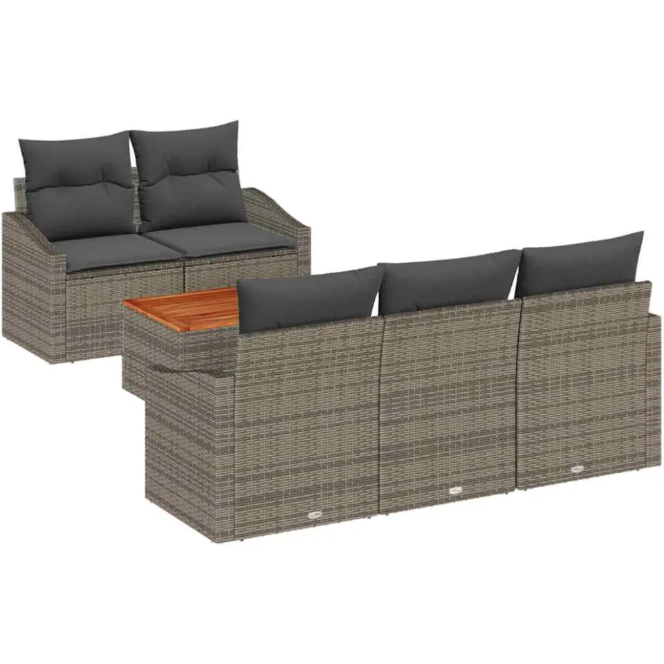 vidaXL Tuinbankenset 6 st Grijs poly rattan