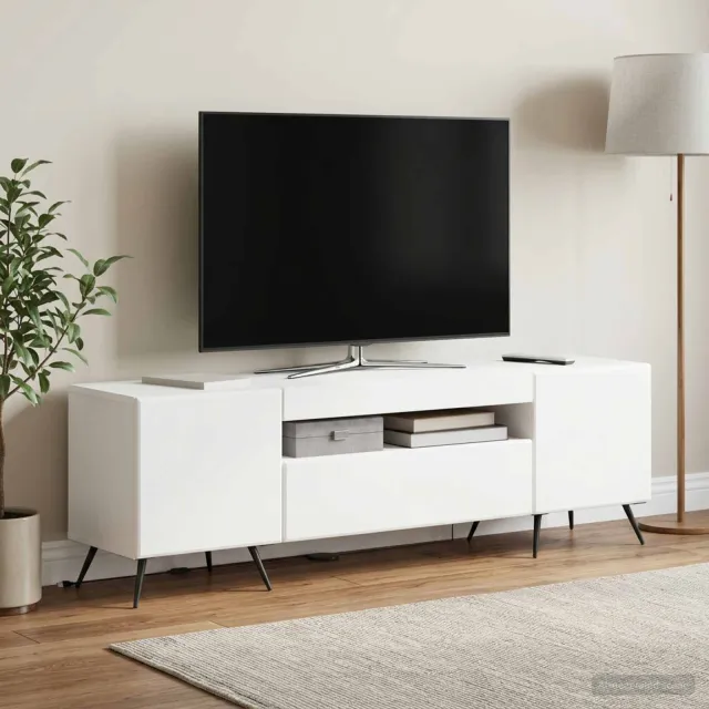 vidaXL LED tv-meubel Wit Bewerkt hout, foto 2