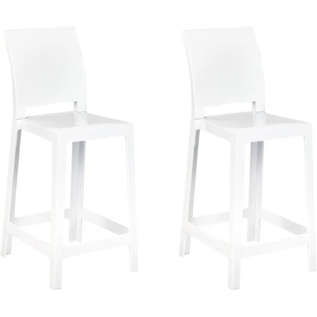 Beliani WELLINGTON - Barkruk set - Wit - Polycarbonaat