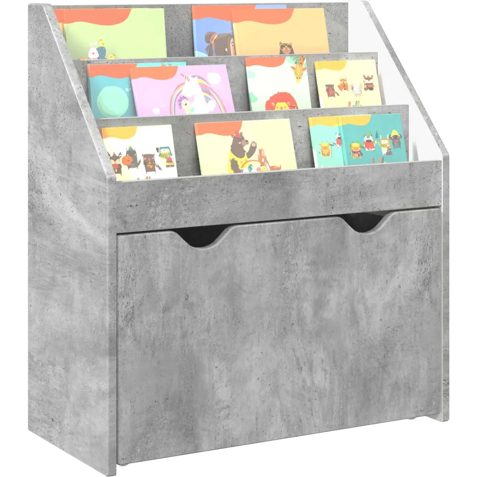 vidaXL Kinderen Boekenkast Beton Grijs 60 x 29,5 x 69 cm Bewerkt hout