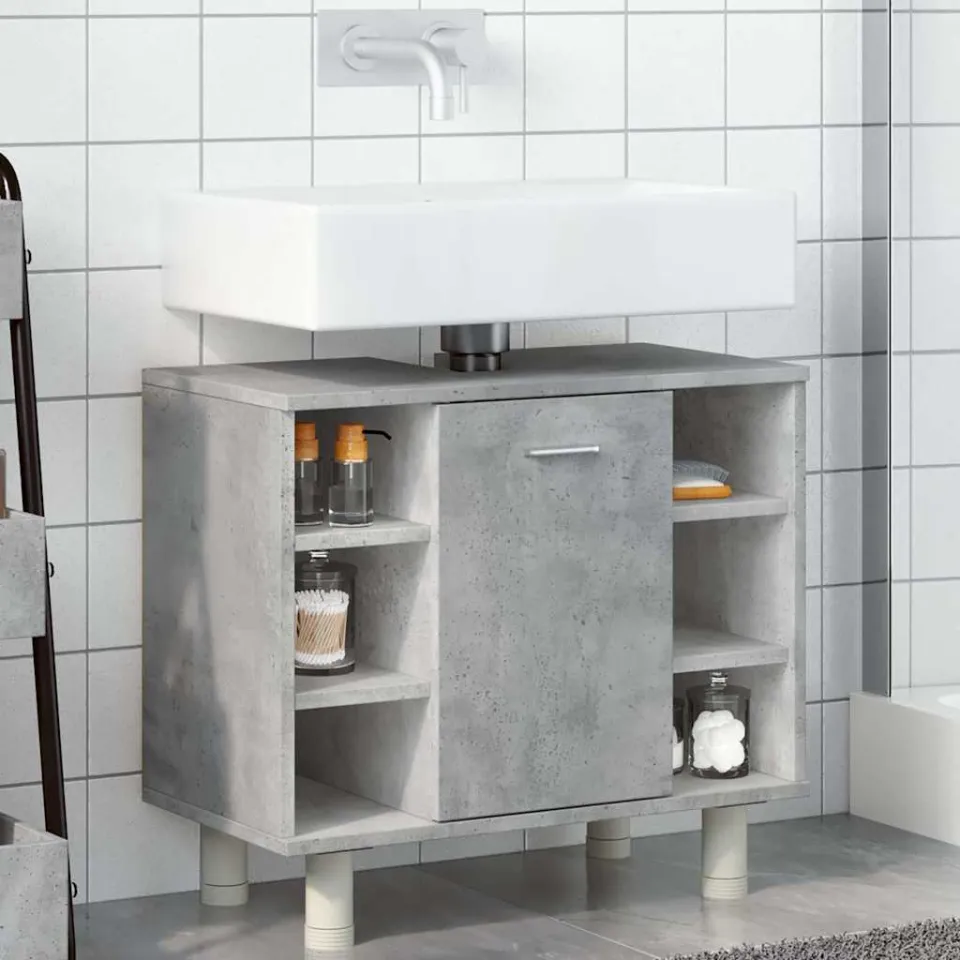vidaXL Badkamerkast 60x32x53,5 cm spaanplaat betongrijs grijs, foto 4