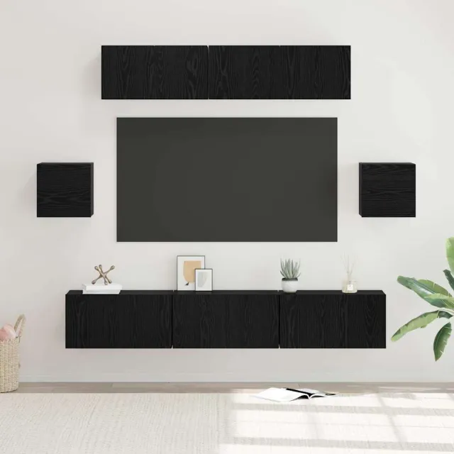 vidaXL Tv-meubelset 7 st 80 x 30 x 30 cm Zwart Eiken, foto 2