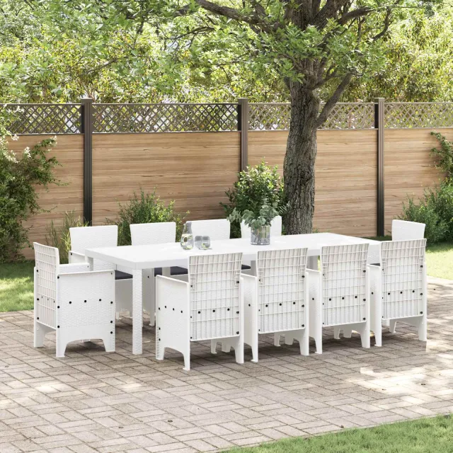 vidaXL Tuin Eetset 11 st Wit Polypropyleen, foto 2