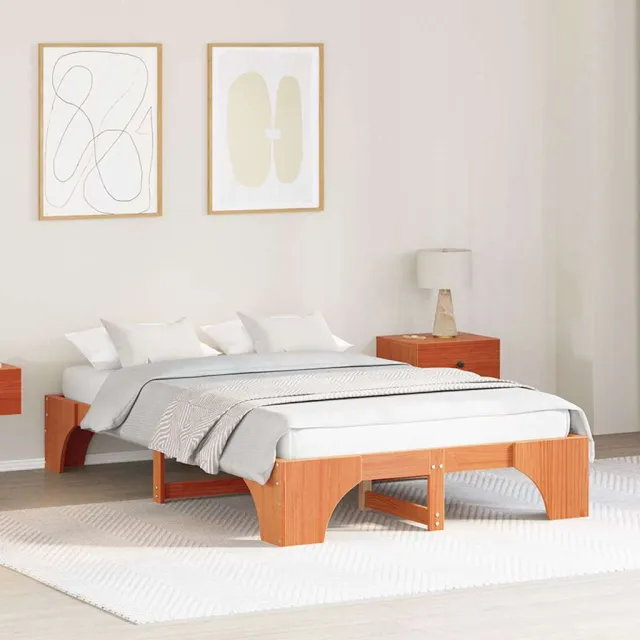 vidaXL Bedframe Wasbruin 120 x 200 cm Massief grenenhout