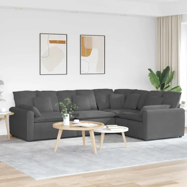 vidaXL Modulaire bank met kussens corduroy stof donkergrijs
