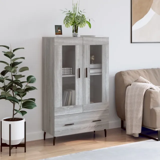 vidaXL Hoge kast 69,5x31x115 cm bewerkt hout grijs sonoma eikenkleurig, foto 2