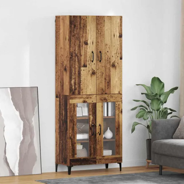 vidaXL Highboard Oud Hout 69,5 x 34 x 180 cm Bewerkt hout Bruin