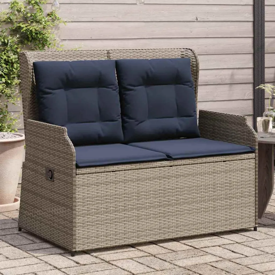 vidaXL Tuinbank Grijs poly rattan, foto 3