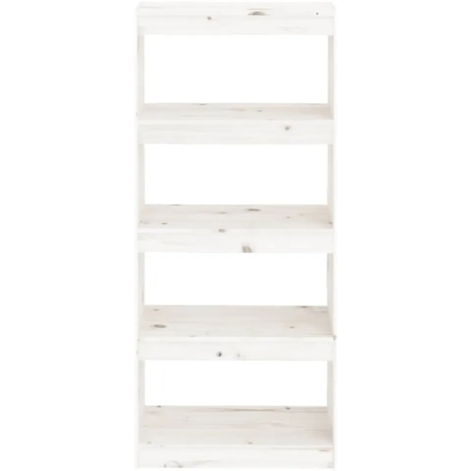 vidaXL Boekenkast/kamerscherm 60x30x135,5 cm massief grenenhout wit, foto 4
