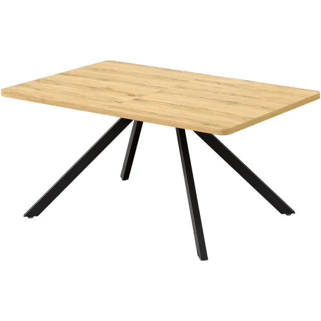 SONNENH Uitschuifbare eettafel met2 verlengdelen - MDF en metalen poten - 160/200/240 cm - Eikenhoutlook Eikenhoutlook / Zwart