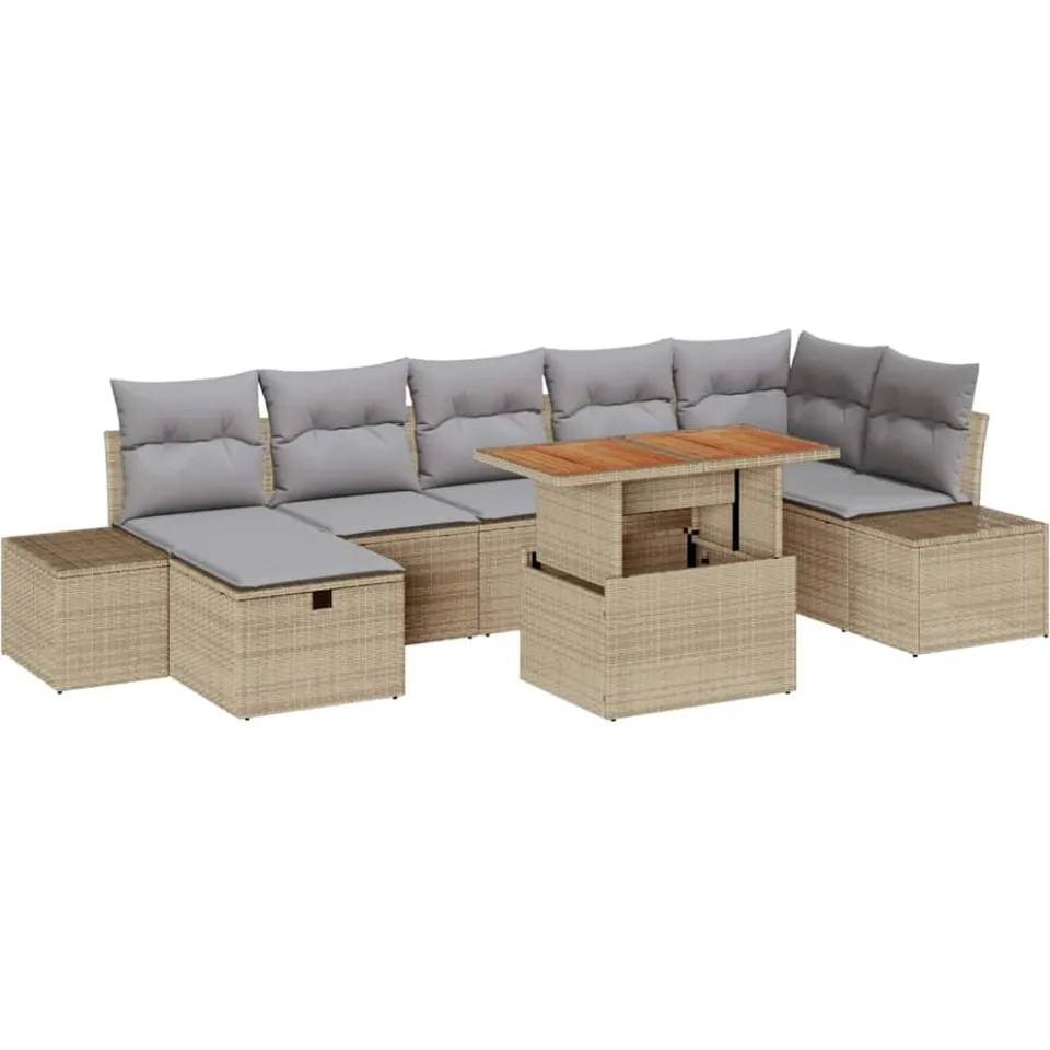 vidaXL Tuinbankenset 8 st Beige poly rattan