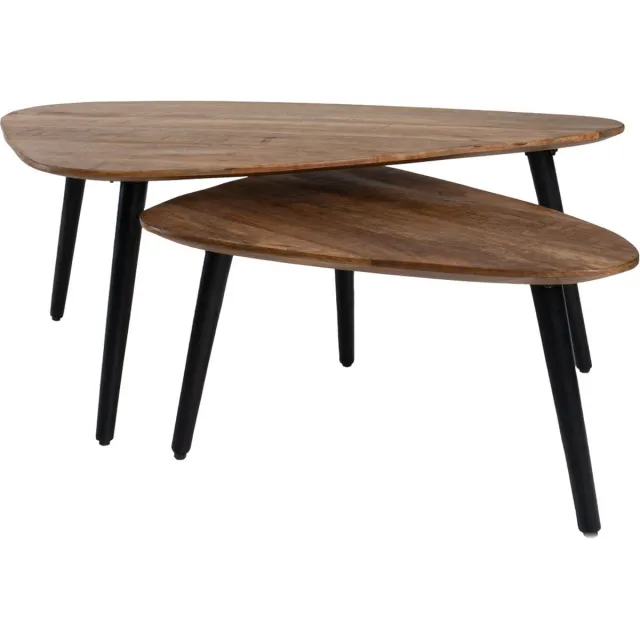 Home67 Salontafel Jamal - Mangohout - Set van 2 Bruin
