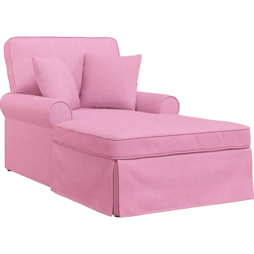 vidaXL Chaise Lounge met Rok 3 st Roze Stof 91 x 157 x 91 cm