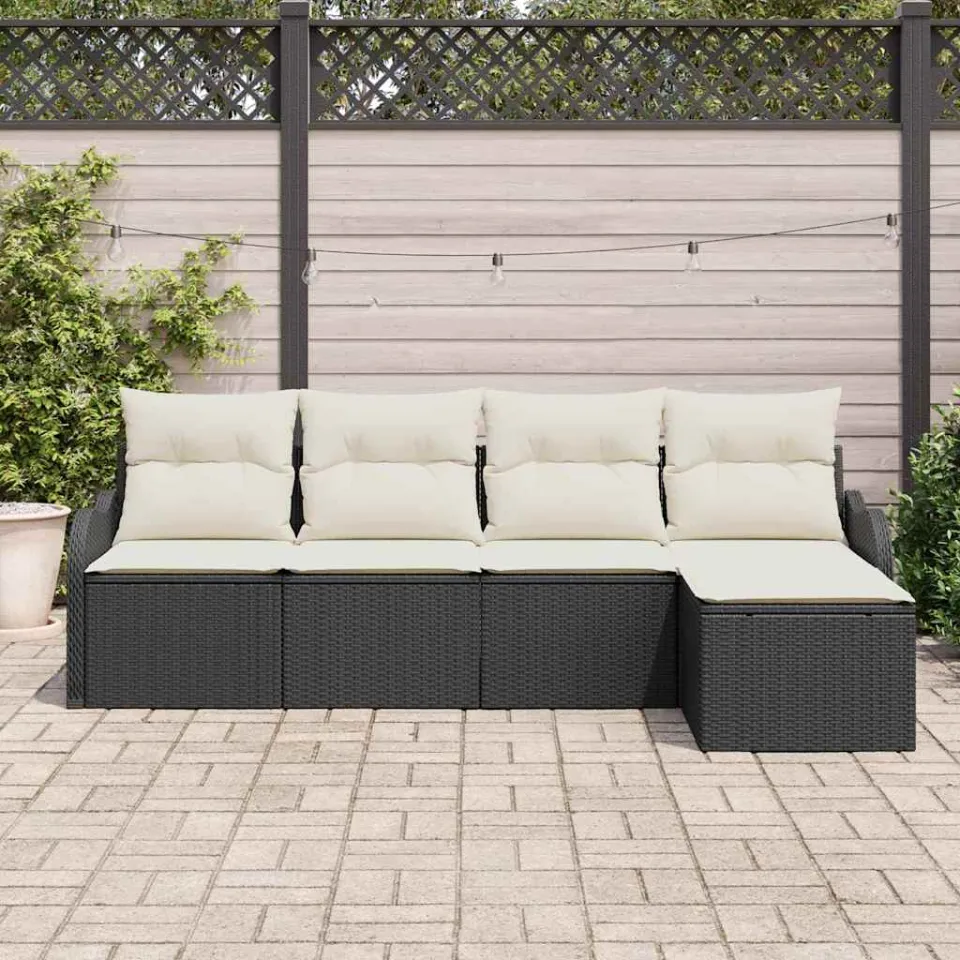 vidaXL Tuin Sofa Set 5 st Zwart poly rattan, foto 3