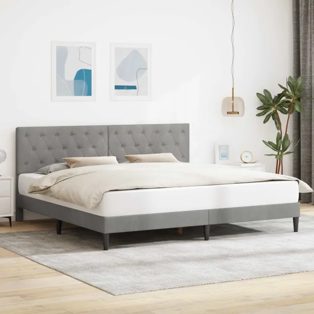 vidaXL Bedframe met hoofdeinde Lichtgrijs 180 x 200 cm Fluweel
