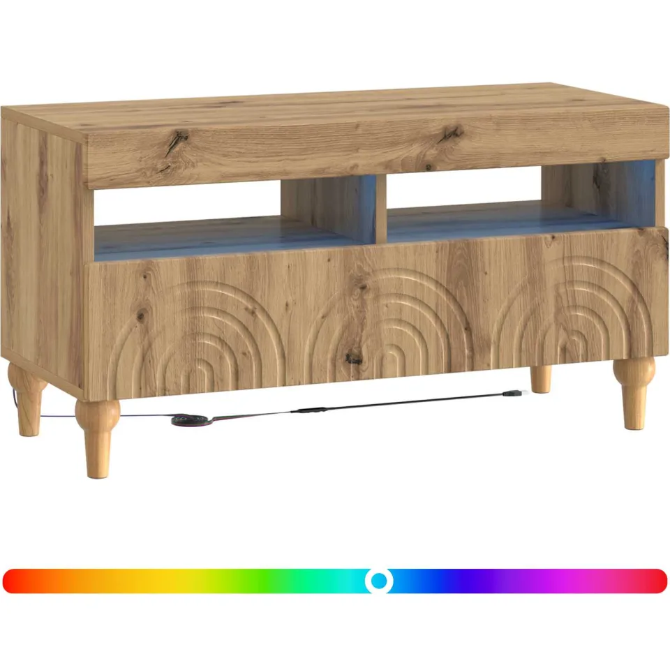vidaXL LED tv-meubel ALKMAAR 81 x 35 x 43 cm Artisanaal eiken Bruin