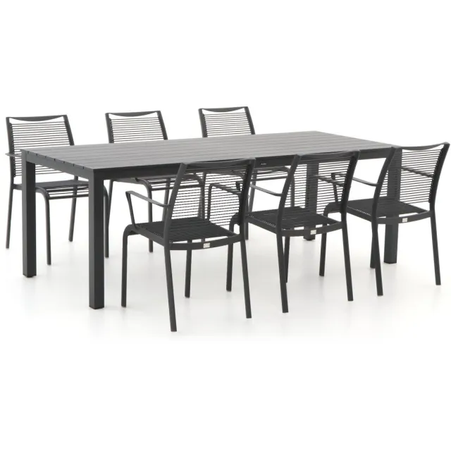 Apple Bee Hawaii/Menzano 220cm dining tuinset 7-delig stapelbaar Grijs