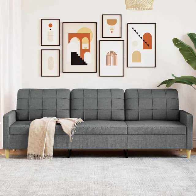 vidaXL Driezitsbank 210 cm stof donkergrijs