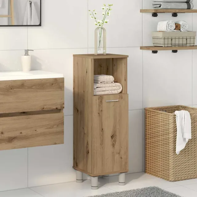 vidaXL Badkamerkast 30x30x95 cm bewerkt hout artisanaal eikenkleur Bruin
