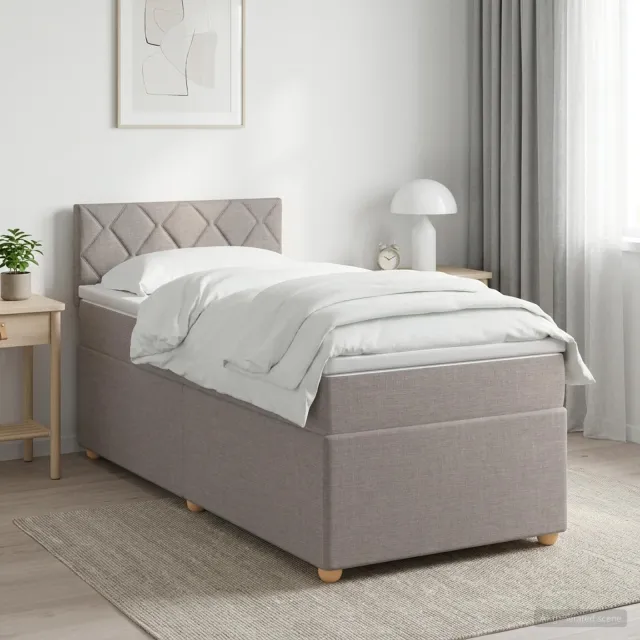 vidaXL Boxspringbed met matras met hoofdeinde Taupe 100 x 200 cm Stof