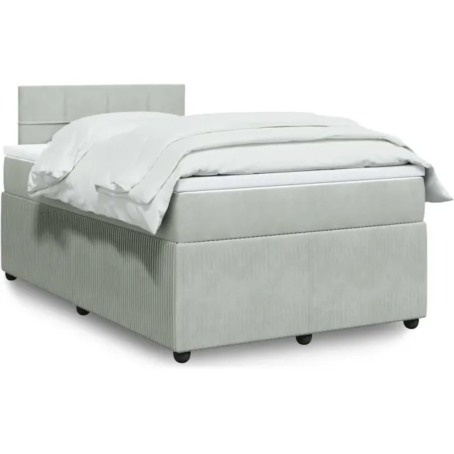 vidaXL Boxspring met matras fluweel lichtgrijs 120x200 cm grijs