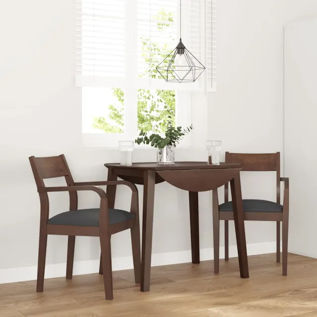 vidaXL Eetkamerstoelen met kussens 2 st massief hout rubber bruin