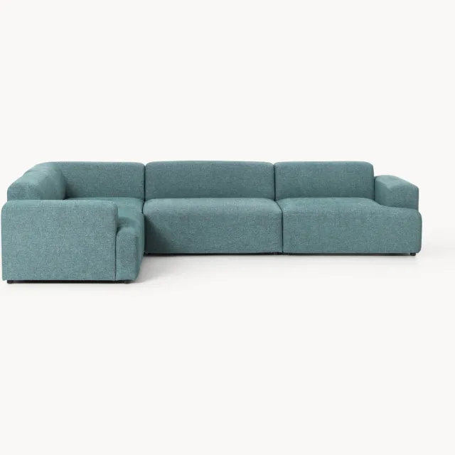 Westwing Collection Grote hoekbank Melva (4-zits) Turquoise, Groen