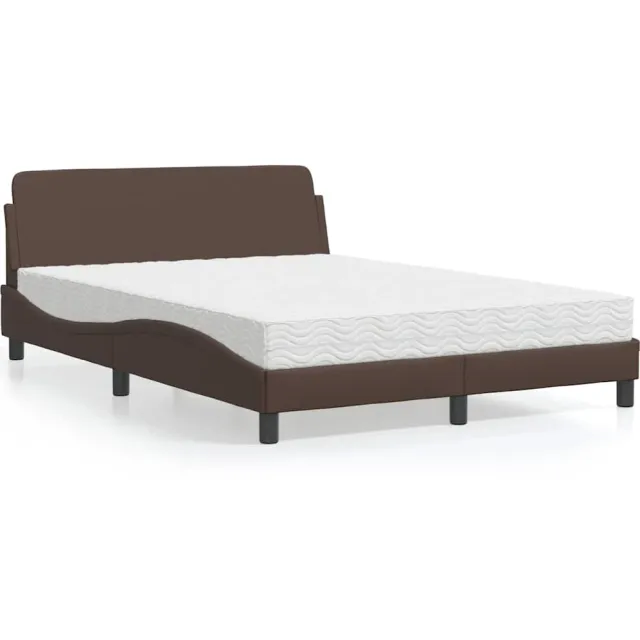 vidaXL Bed met matras "Dover" kunstleer bruin 140x190 cm