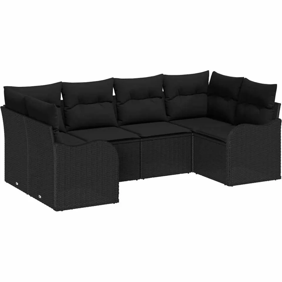 vidaXL Tuin Sofa Set 6 st Zwart poly rattan