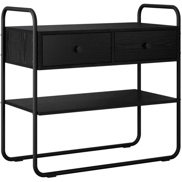 vidaXL Consoletafel - Zwart - eiken - 100 - x - 40 - x - 75 - cm - Bewerkt - hout Zwart eiken