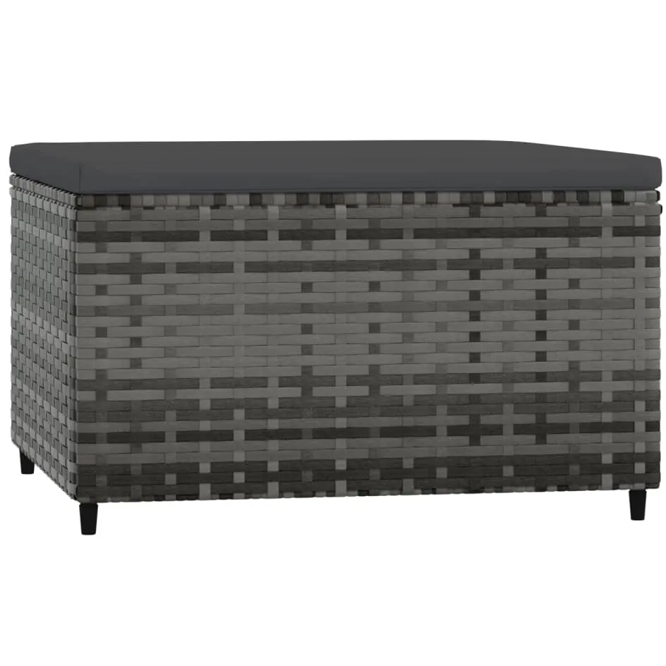 vidaXL Voetensteun met kussen poly rattan grijs